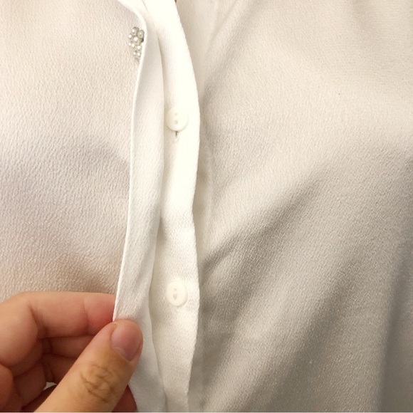 SUZY Vintage Minimalist silky White Oversized button down blouse shirt. XXL - Picture 5 of 14